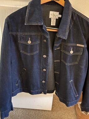 Calvin Klein Jeans Dark Blue Denim Jacket with Contrast Stitching